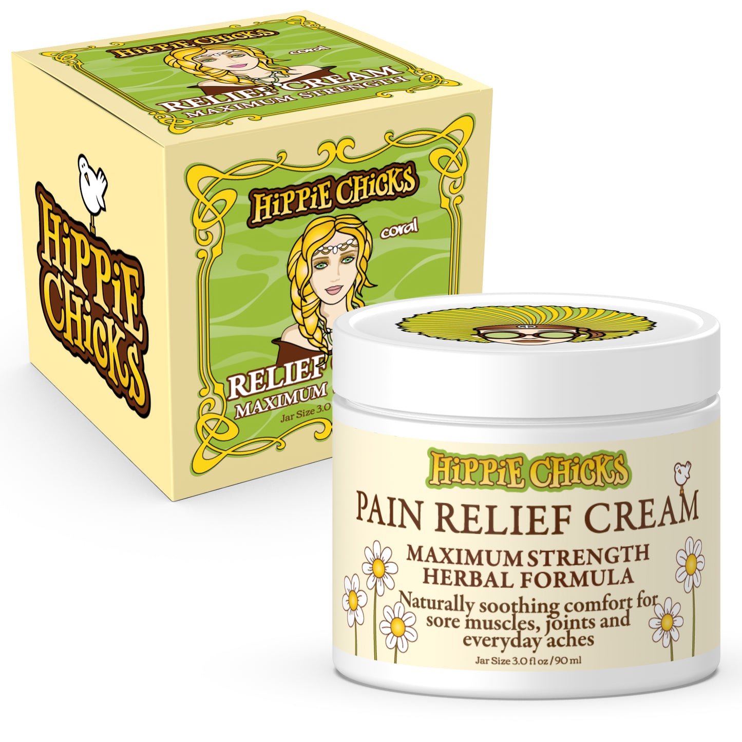 Hippie chicks natural pain relief Cream for joints and muscles soreness and stiffness